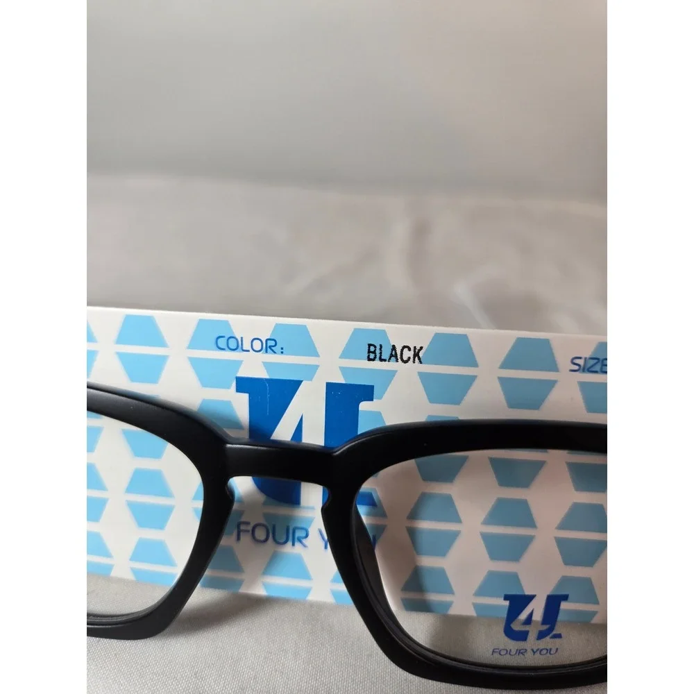 Four You US90 Black Square Eyeglass Frames 48-17-145 Sturdy New‎ Eyewear